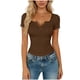 thumbnail image 1 of Mujeres Manga Corta Tops Casual Ruffle Botón V-Cuello Montado Manga Corta Superior Poliéster Ligero Suave Cómodo para la Primavera Verano Uso Diario, 1 of 5