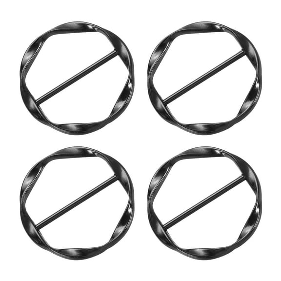 Uxcell 4 Pack T-shirt Clips, 34mm(1-5/16") Round Metal Silk Scarf Ring Clipfor Women Scarf, Loose T-shirt, Black