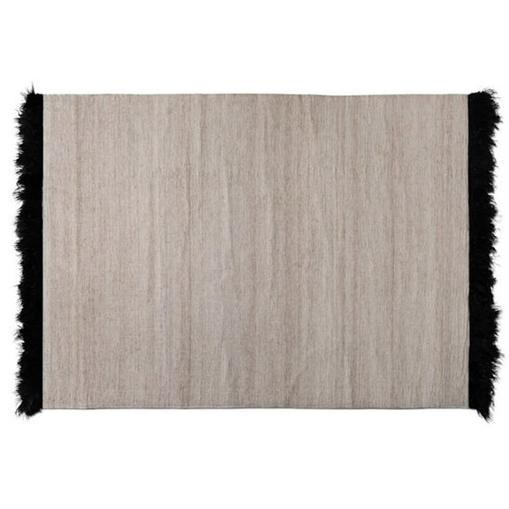 Baxton Studio Dalston Beige and Black Handwoven Wool Blend Area Rug