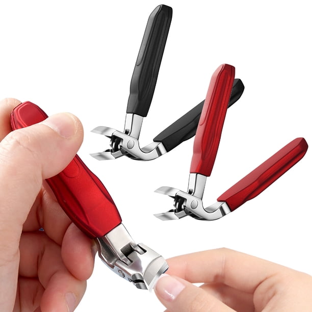 Cortaúñas profesional de mandíbula ancha con mango de goma ergonómico, recortadora de manicura inclinada de acero inoxidable de 9,3 cm para uñas gruesas de las manos y los pies, agarre cómodo