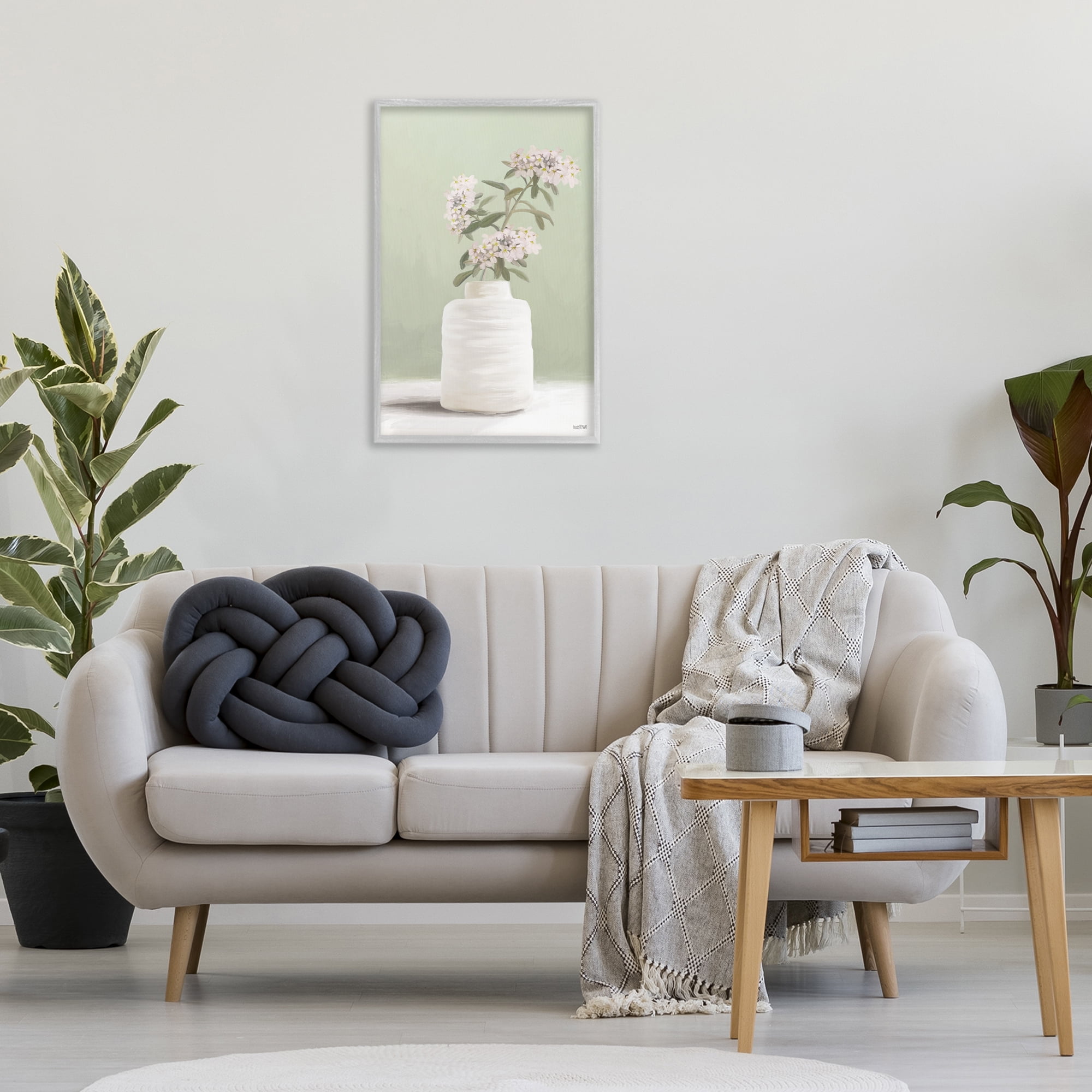 Stupell Industries Simple Herb Vase Botanical & Floral Painting Gray Framed Art Print Wall Art, 20 x 30