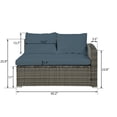 thumbnail image 5 of 4-Pieces Outdoor Patio Furniture Set, All-Weather Wicker Rattan Outdoor Sectional Small Patio Sofa Set Couch Conversation Set w/Coffee Table and Storage Box, Gray Cushions, 5 of 9