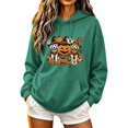 thumbnail image 2 of Fmbrln Women's Halloween Graphic Hoodie Long Sleeve Drawstring Hooded Sweatshirt Casual Pumpkin Print Pullover Tops with Pocket Army Green L, 2 of 5