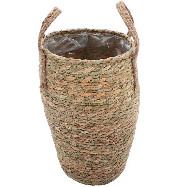 Maceta decorativa hecha a mano, cesta de almacenamiento de flores, maceta tejida de paja