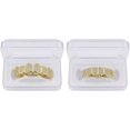 thumbnail image 5 of Parrillas de diamante para sus dientes para hombres y mujeres, chapadas en oro, con macro pavé de circonita cúbica, parrilla bucal con barras de moldeo adicionales incluidas, 5 of 5