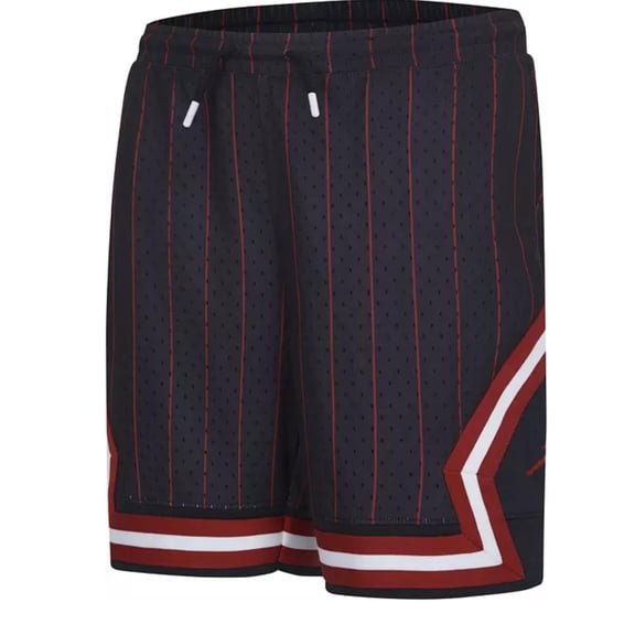 Nike Jordan Air Big Kids Dri-FIT Diamond Basketball Shorts 7" Inseam Unisex (US, Alpha, Large, Regular, Black/Red/White)