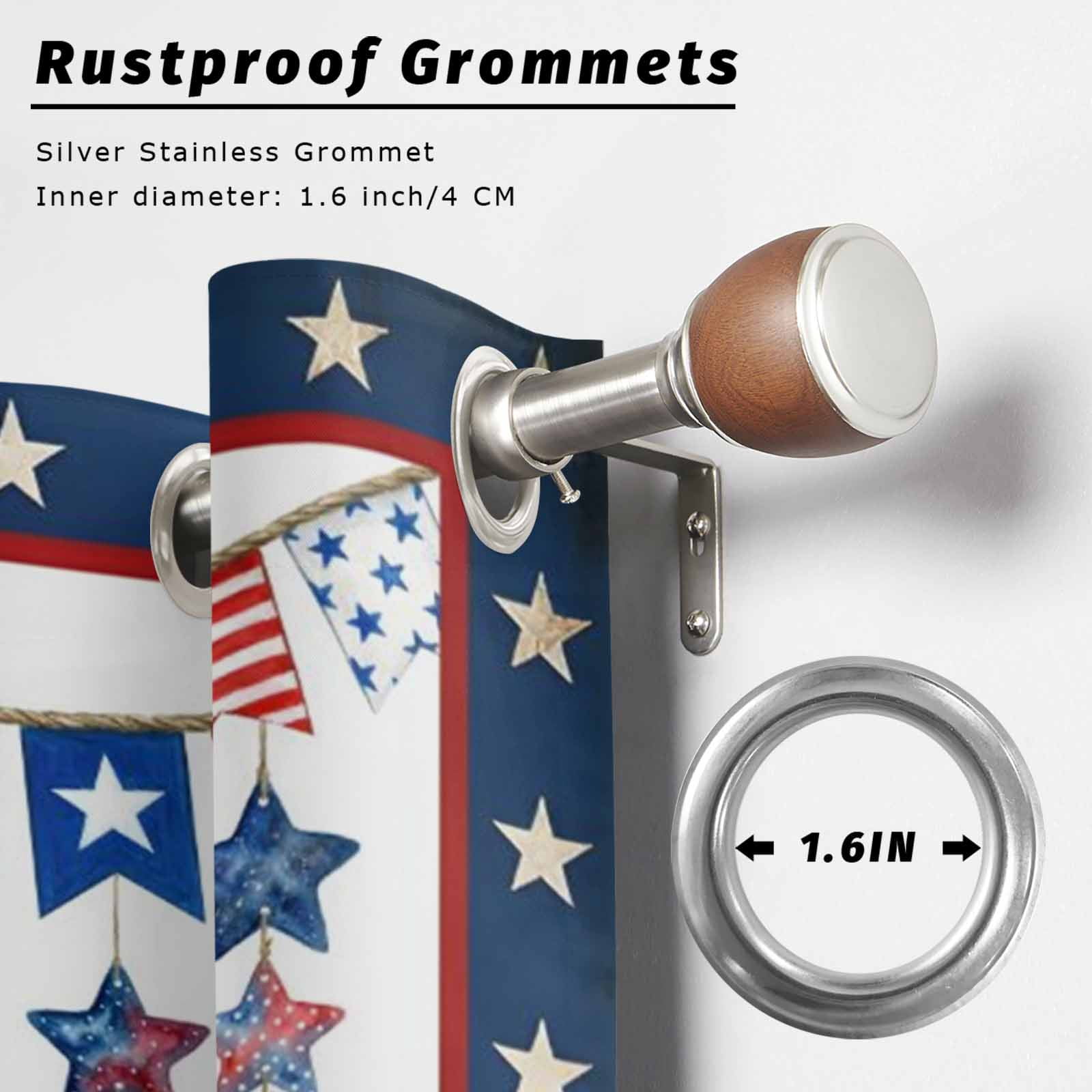 Independence Day Outdoor Curtains for Patio, Retro Red Blue USA Flag Floral Star Sunshade Privacy Drapes Grommet Waterproof Outside Curtains for Porch/Cabana/Balcony 54"x 108", 1 Panel