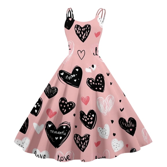 Valentine's Day Dresses for Women Spring Summer Sleeveless Swing A Line Dress Evening Prom Party Dress Light pink 2XL