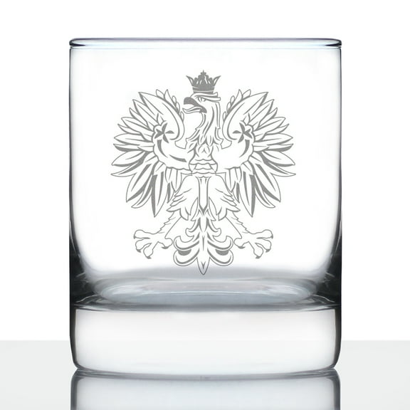 Bevvee Whiskey Rocks Glass 10.25 oz Polish Eagle Gifts for Polish Americans Glassware & Drinkware