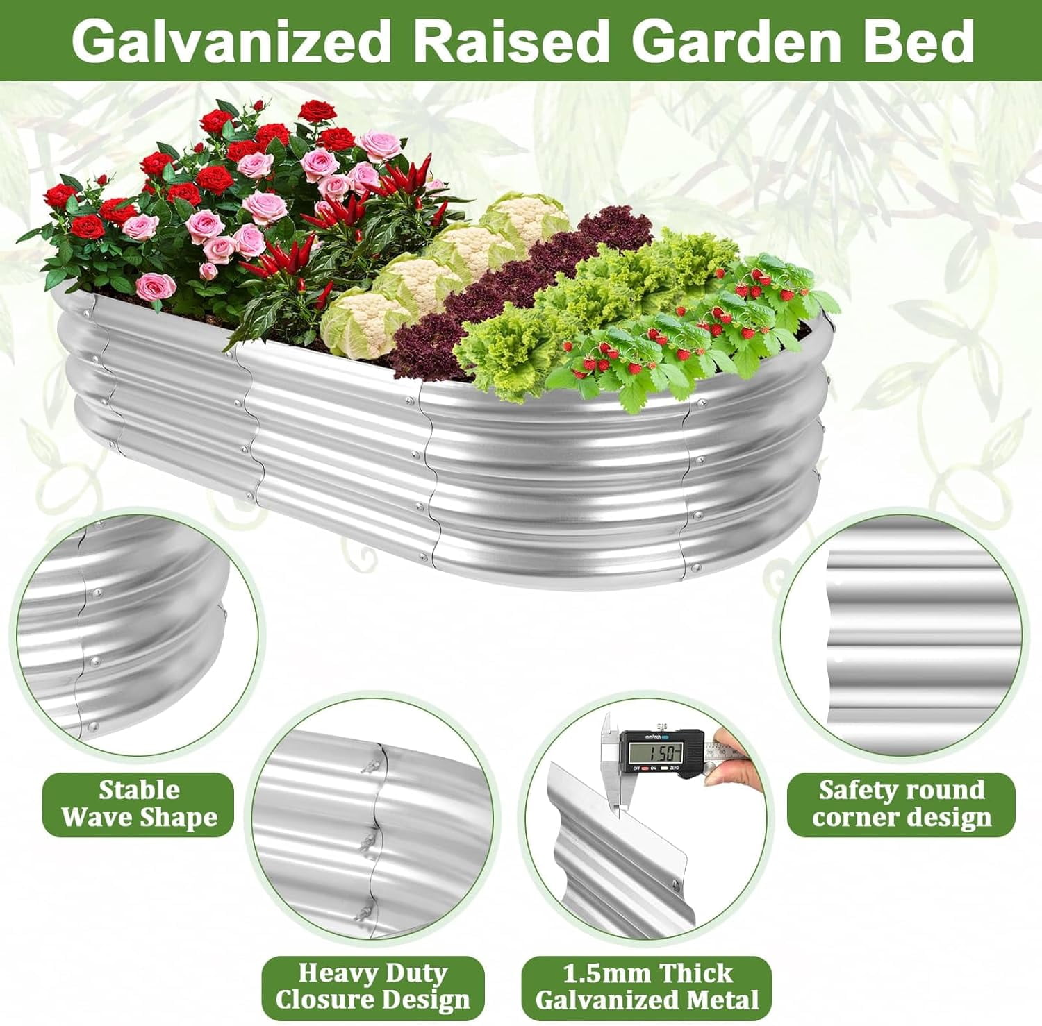 Galvanized Raised Bed with Cucumber Trellis, Garden Arch Trellis Outdoor Reusable A-Frame Metal Trellis with Trellis Net for Pea Vegetable Bean Grape Vines Flowers Climbing Plants Stand Support