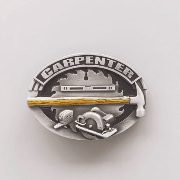 Vintage Enamel Tradesman Carpenter Hammer Belt Buckle