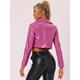 thumbnail image 5 of chaqueta biker de piel sintética Chaqueta corta con cremallera de PU de manga larga para mujer Rosa Caliente XL, 5 of 6