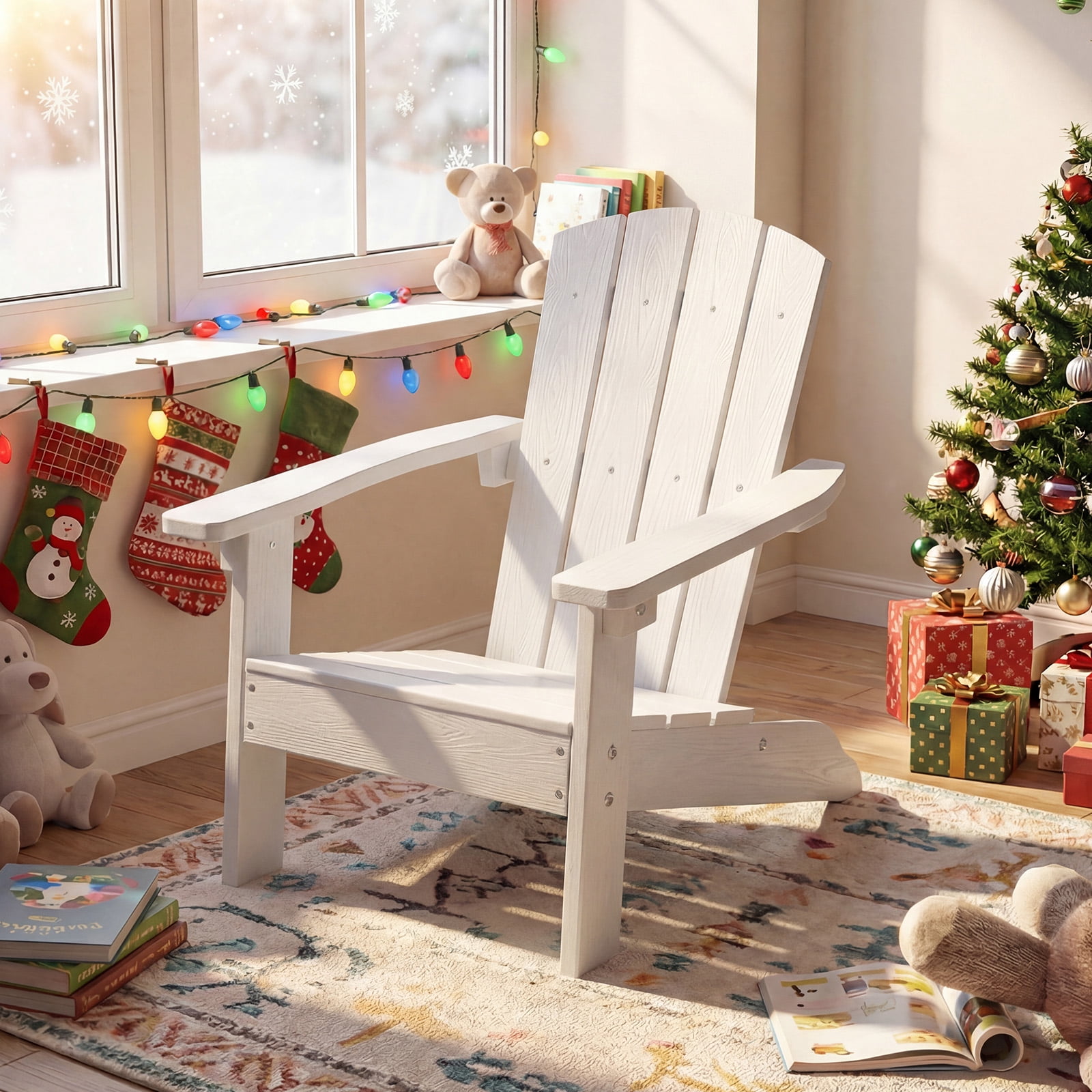 Gymax 4PCS Kid's Adirondack Chair All-Weather HIPS Toddler Lawn Chair w/ Ergonomic Design White