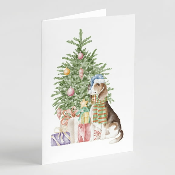 Carolines Treasures CK8194GCA7P Beagle Christmas Presents and Tree Greeting Cards and Envelopes Pack of 8 7 x 5