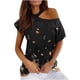 thumbnail image 1 of Mujeres Verano Cuello Redondo Manga Corta Estampado Sin Tirantes Camiseta Tops Blusas OAVQHLG3B Store  lin121212, 1 of 4