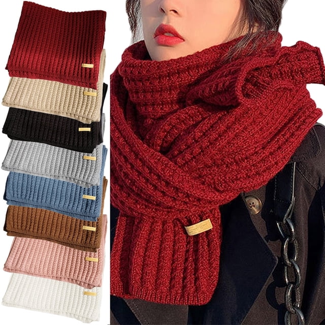 Bufanda de punto trenzado grueso de invierno para mujer y hombre de Leaveforme, larga y cálida