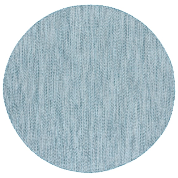 SAFAVIEH Courtyard Blazhe Chevron Indoor/Outdoor Area Rug, Aqua/Grey, 10' x 10' Round