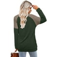 thumbnail image 4 of Womens Tops Color Block Pullover Long Sleeve T Shirts with Pockets Crew Neck Tunic Blouse, 4 of 5