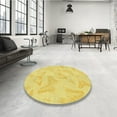 thumbnail image 3 of Ahgly Company Indoor Round Patterned Neon Yellow Area Rugs, 5' Round, 3 of 6