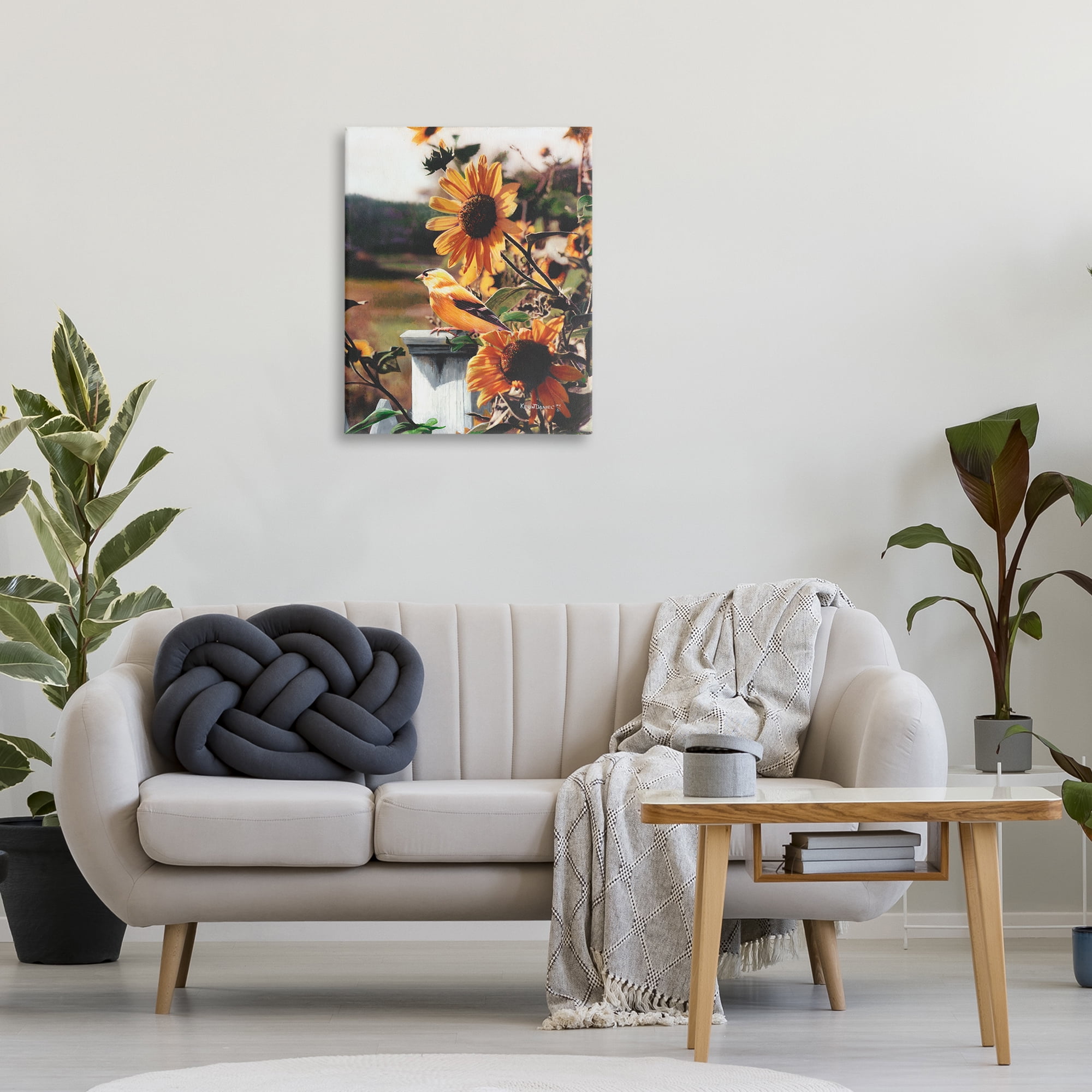 Stupell Industries Canary Bird & Sunflowers Plants & Flowers Photography Wrapped Canvas Art Print Wall Art, 24 x 30