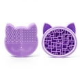 thumbnail image 1 of Makeup Brush Cleaning Mat with Brush Drying Holder, Silicon Cat Shaped Brush Cleaner Pad include Cosmetic Brush Organizer Rack, Portable Washing Tool for Makeup, 1 of 5
