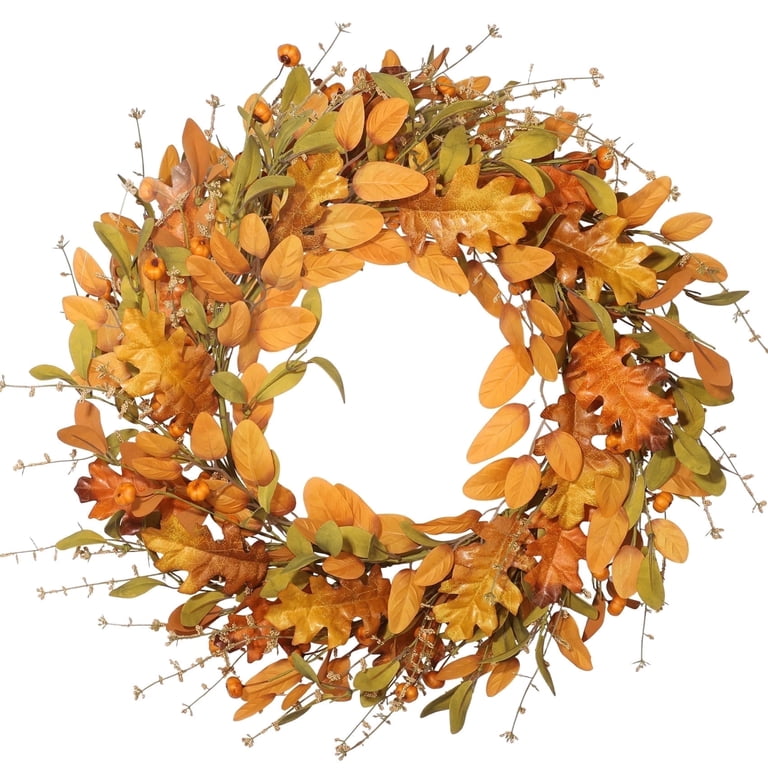 Scidweet 22 Inch Fall Wreath, Artificial Mixed Leaves photo 6