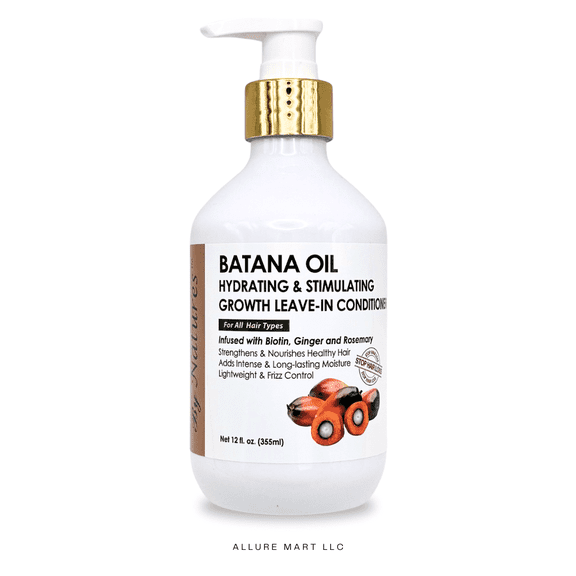 By Natures Batana Oil Hydrating & Stimulating Growth Leave-In Conditioner 12 fl.oz - Infused with Biotin, Ginger and Rosemary