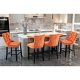 thumbnail image 2 of Set of 2 Bar Stools, Velvet Upholstered Counter Height Chairs with Wooden Legs & Chrome Nailhead Trim, Button Tufted Leisure Bar Chairs Dining Chairs for Home Bar Kitchen Dining Room, Orange, 2 of 7