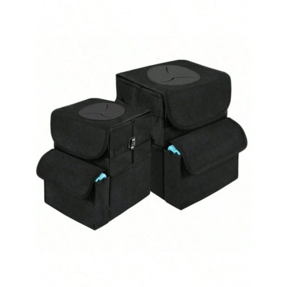 1.8 + 2.8 Gallons Car Trash Can,100% Leak-Proof Set With Lid and Storage Pockets, Multipurpose Collapsible Trash Bin Organize.