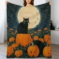 thumbnail image 3 of NIJIANKEHAN Vintage Halloween Blanket Cat Blanket Sofa Throw Blanket Chair Sofa Couch Bed Cover Fit Home Cozy Knit Blankets 40x50in, 3 of 6