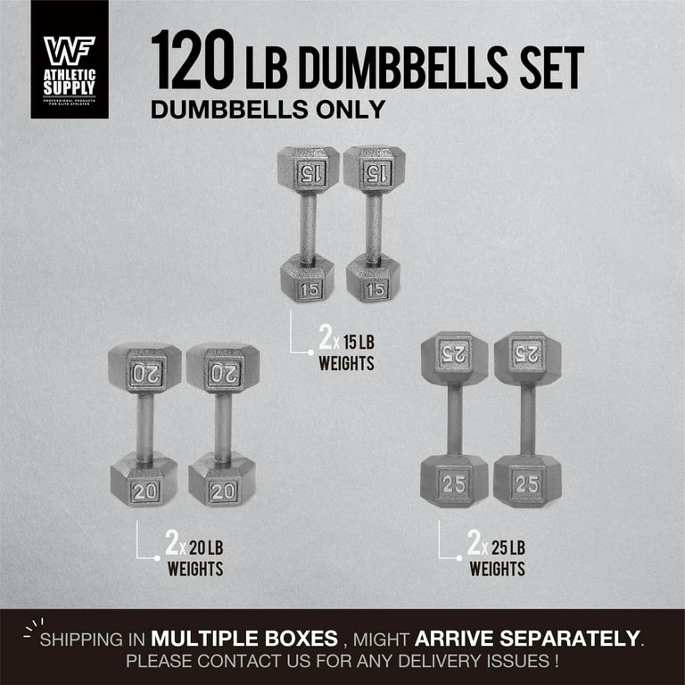 WF Athletic Supply Cast Iron Dumbbell Set - Hexagon Grey Free Weights For Strength Training