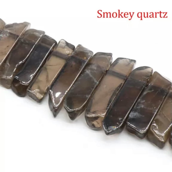 HOOUN Quartz Pendant Point Beads Rough Crystal Mixed Stick Agate Slice for Jewelry DIY-1 String (Random Irregular)-Smokey Quartz