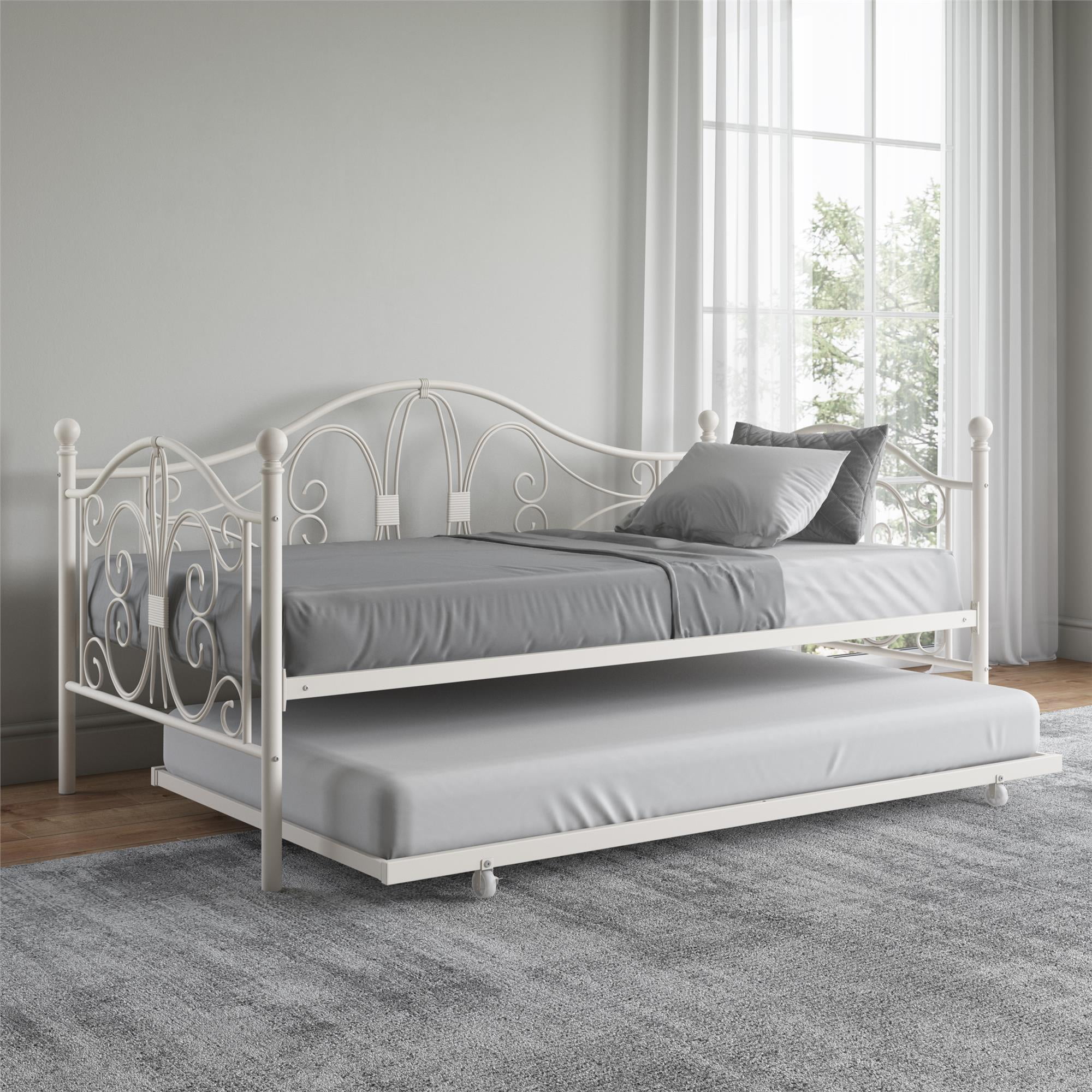 Dhp Ay Metal Daybed And Trundle, White Bed With Trundle Twin