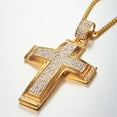 thumbnail image 3 of Hip Hop Iced Out Jesus Big Cross Pendant Necklaces Male 14K Yellow Gold Micro Pave CZ Cross Necklace For Men Jewelry, 3 of 6