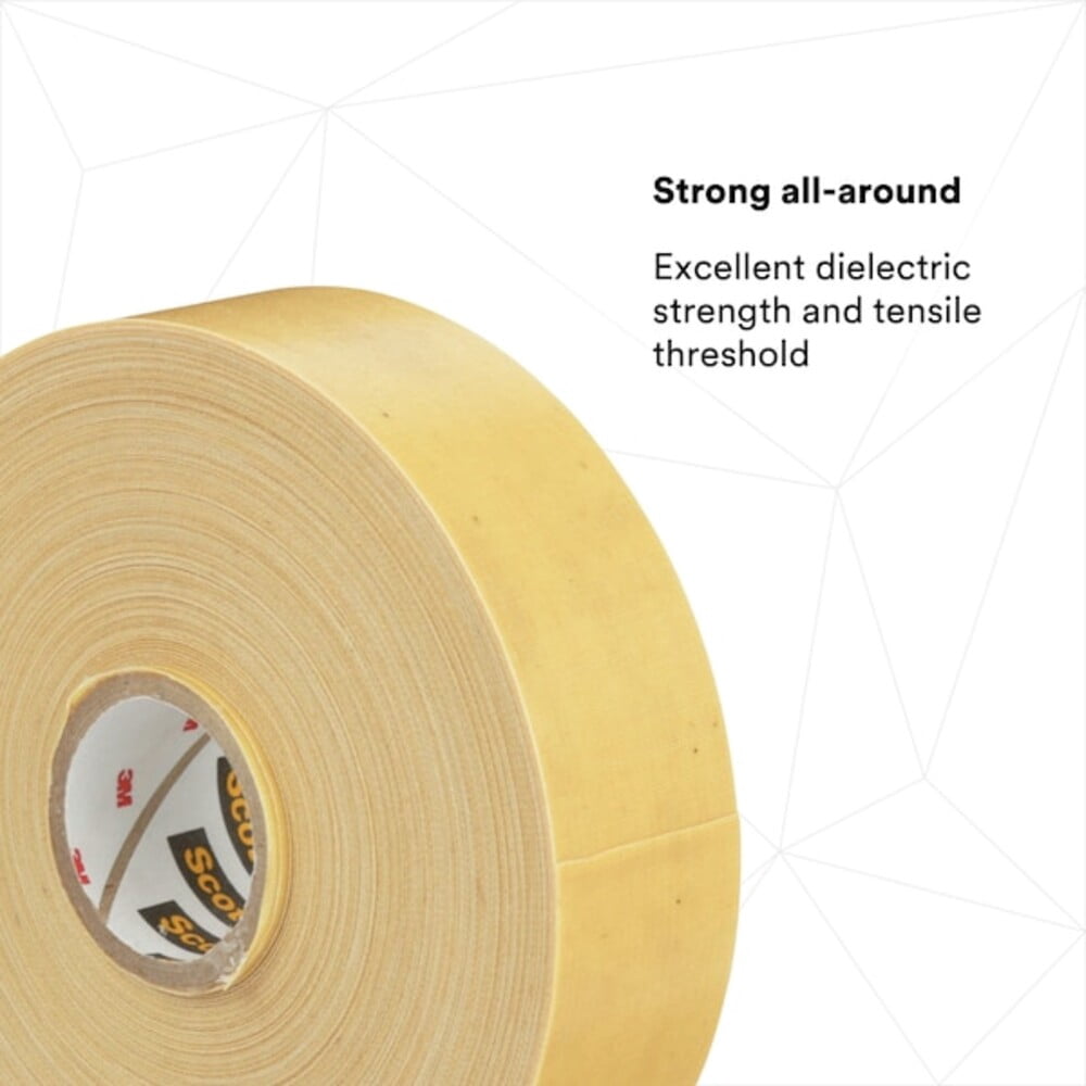 Varnished Cotton Cambric Electrical Tape 2520, Scotch, 3/4 in W x 108 ft L, 8 mil, Yellow