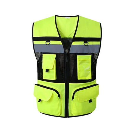 

Reflective Vest Comfortable with Pockets and Zipper for Construction Biking