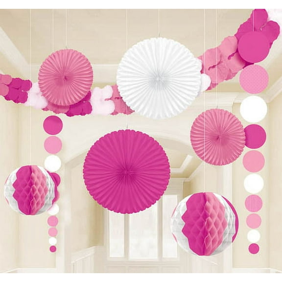 Pink and White Deluxe Room Decorating Kit (9pc)