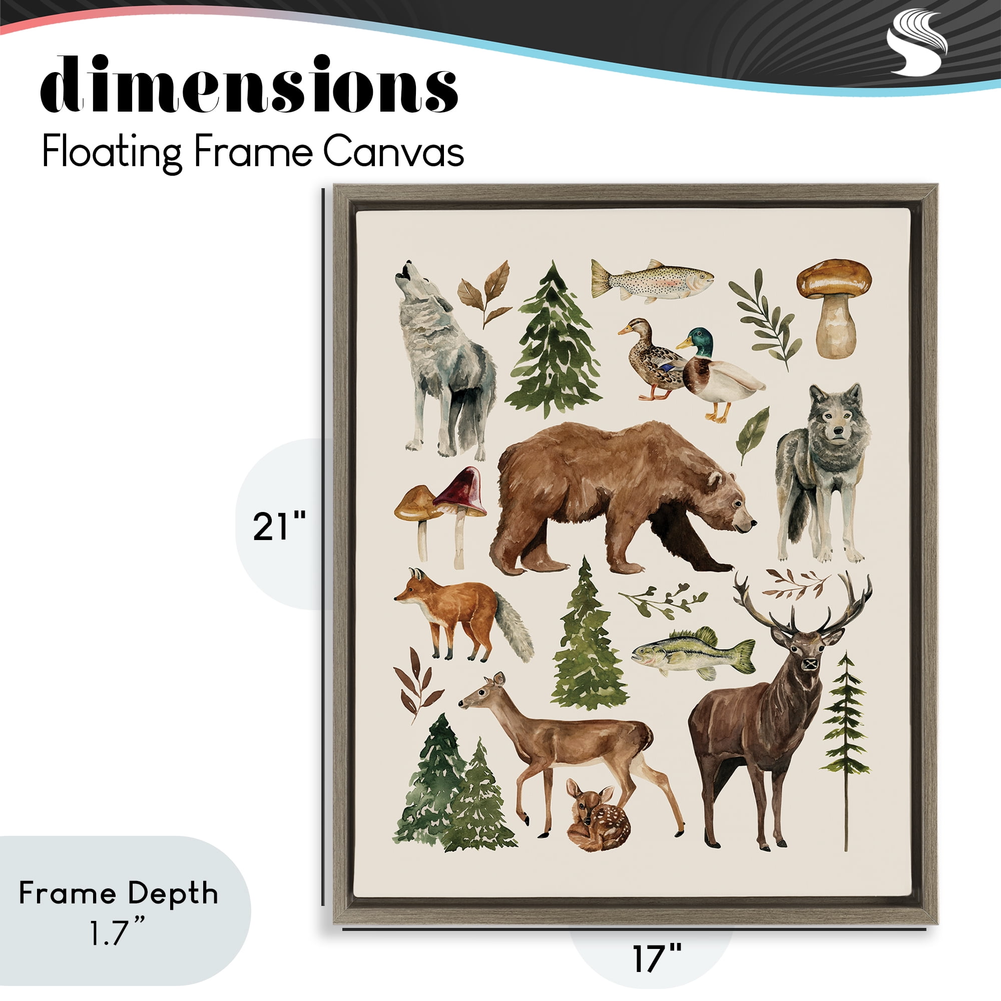 Stupell Industries The Wild Wood Animals Brown Framed Floater Canvas Wall Art, design by Bethany Sandoval