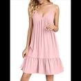 thumbnail image 2 of Vestido de Verano para Mujer 2025, Sin Mangas, con Tirantes Finos y Cuello en V, Informal, Estilo Swing. Rosa S, 2 of 7