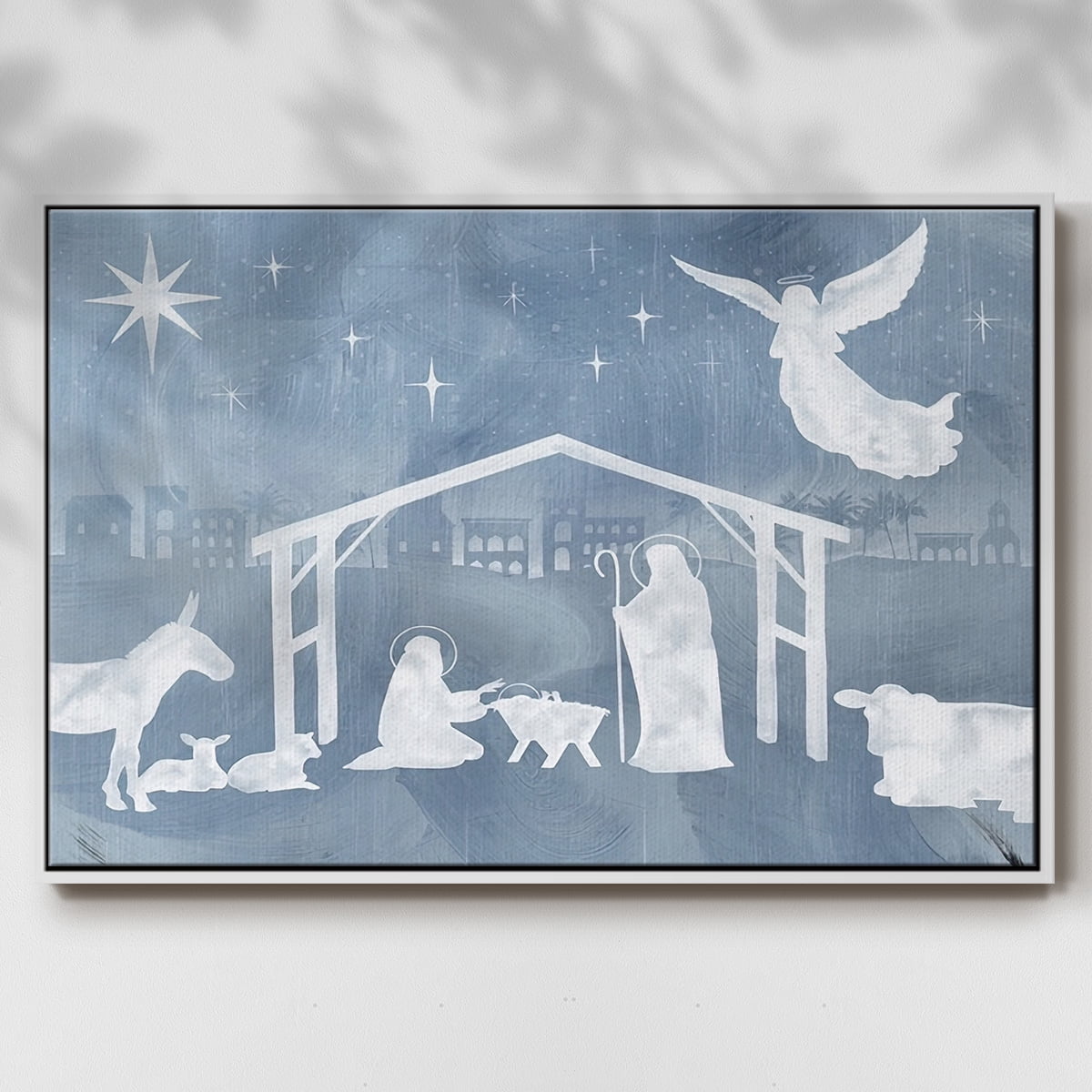 Star of Bethlehem Collection A - Framed Gallery Wrapped Holiday Canvas - 27 x 41 - White Frame
