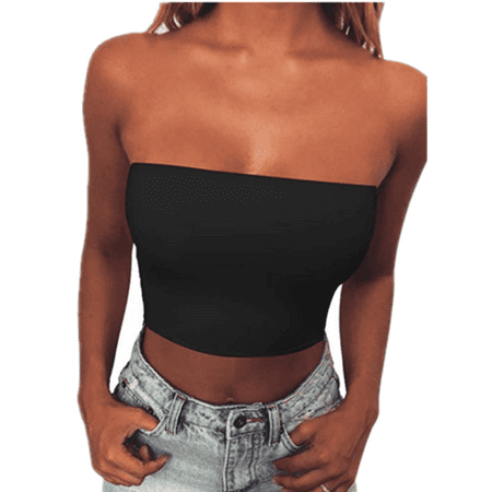 Cinched Bandeau Top - Women Off Shoulder Elastic Tube Tops Bra Blouse Strapless Bandeau Crop Top Shirt