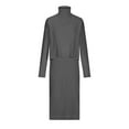 thumbnail image 4 of Jinhomg Trendy Knit Sets for Women 2 Piece Casual Cotton Sweater Outfits Fall Long Sleeve Turtleneck Tops with Maxi Bodycon Dress Gray L, 4 of 10