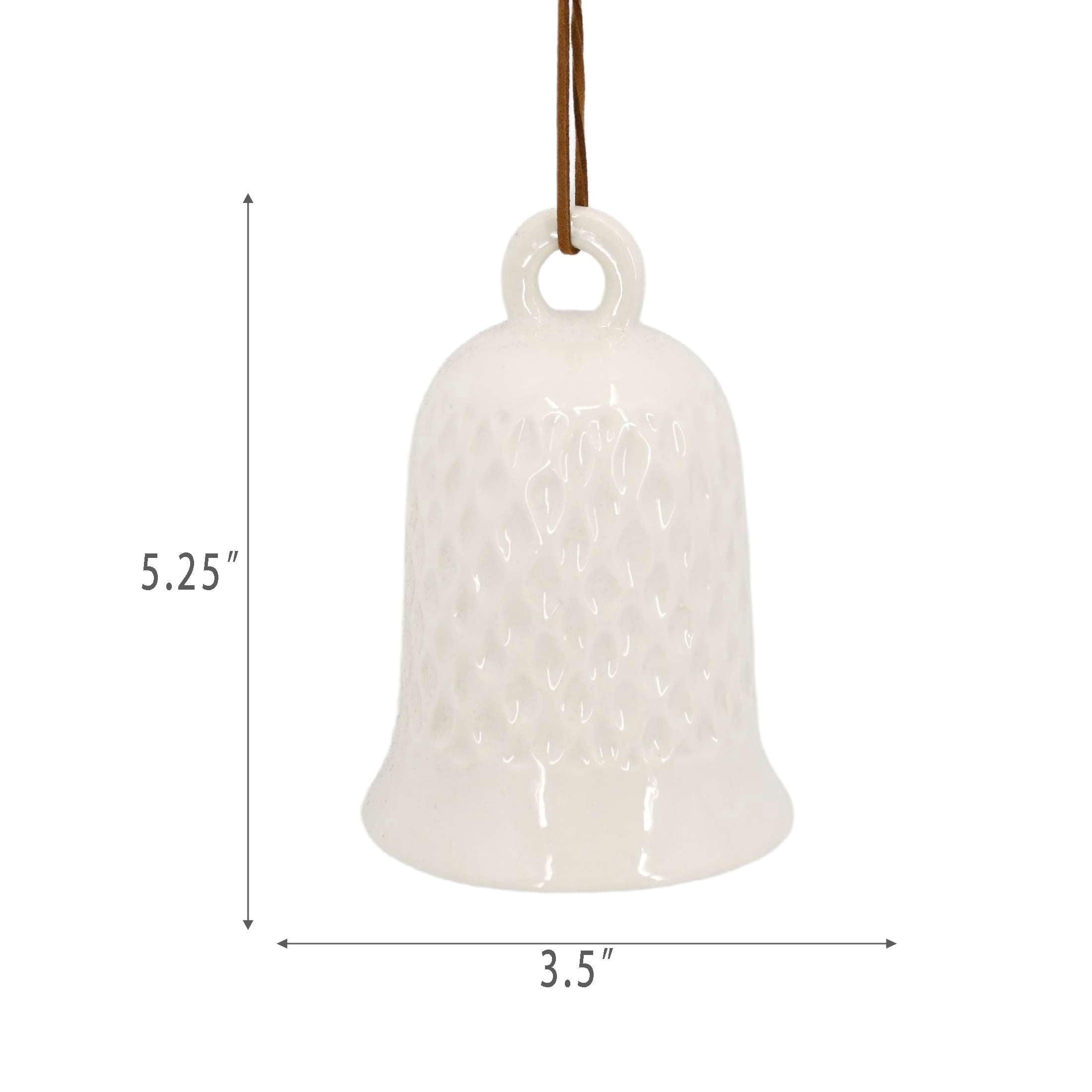 Ceramic Bell Christmas Decoration, White, 5.3", by Holiday Time