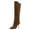 Brown, variant on FSJ Women Fashion Square Closed Toe Knee High Boots Stiletto High Heel Pull On Long Boots Wide Calf Casual Outfit Shoes Size 7.5 Black