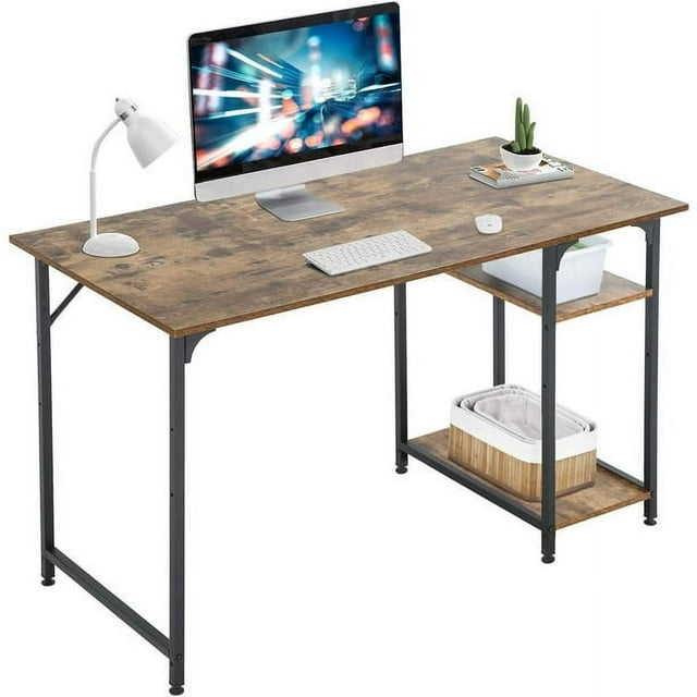 BestOffice 47-Inch Computer Desk, Bookshelf – Extra Large Modern Study & for Home Office, Black