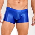 thumbnail image 1 of Swimwear Mens Low Rise Glossy Boxer Briefs Underwear Solid Color Boxer Bottom Low Rise Underpants Male Swimming Shorts Trunks Blue M, 1 of 5