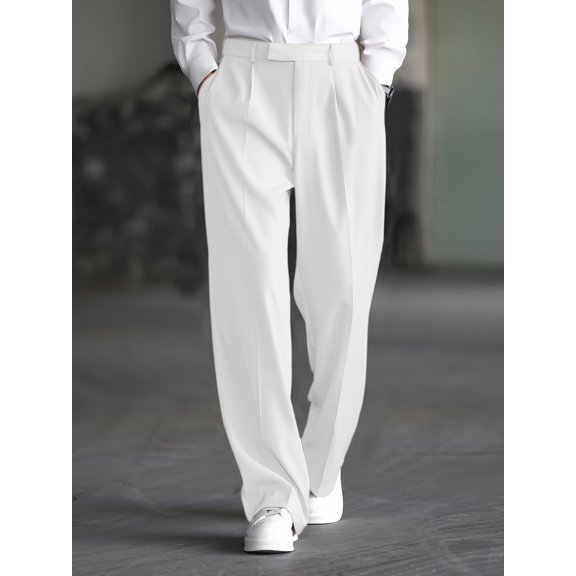 Men's drapey wide-leg dress pants with a simple light business style, shaping a sharp and elegant look for men. Suitable for all seasons and perfect for commuting or casual gatherings.