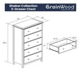 thumbnail image 4 of Grain Wood Furniture Shaker 5-Drawer Solid Wood Chest with a Cherry Finish, 4 of 6