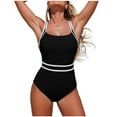 thumbnail image 3 of Fewfanhot Women Swimsuits Color Block One Piece Athletic Swimsuit Sports Tummy Control High Cut Bathing Suits, 3 of 8