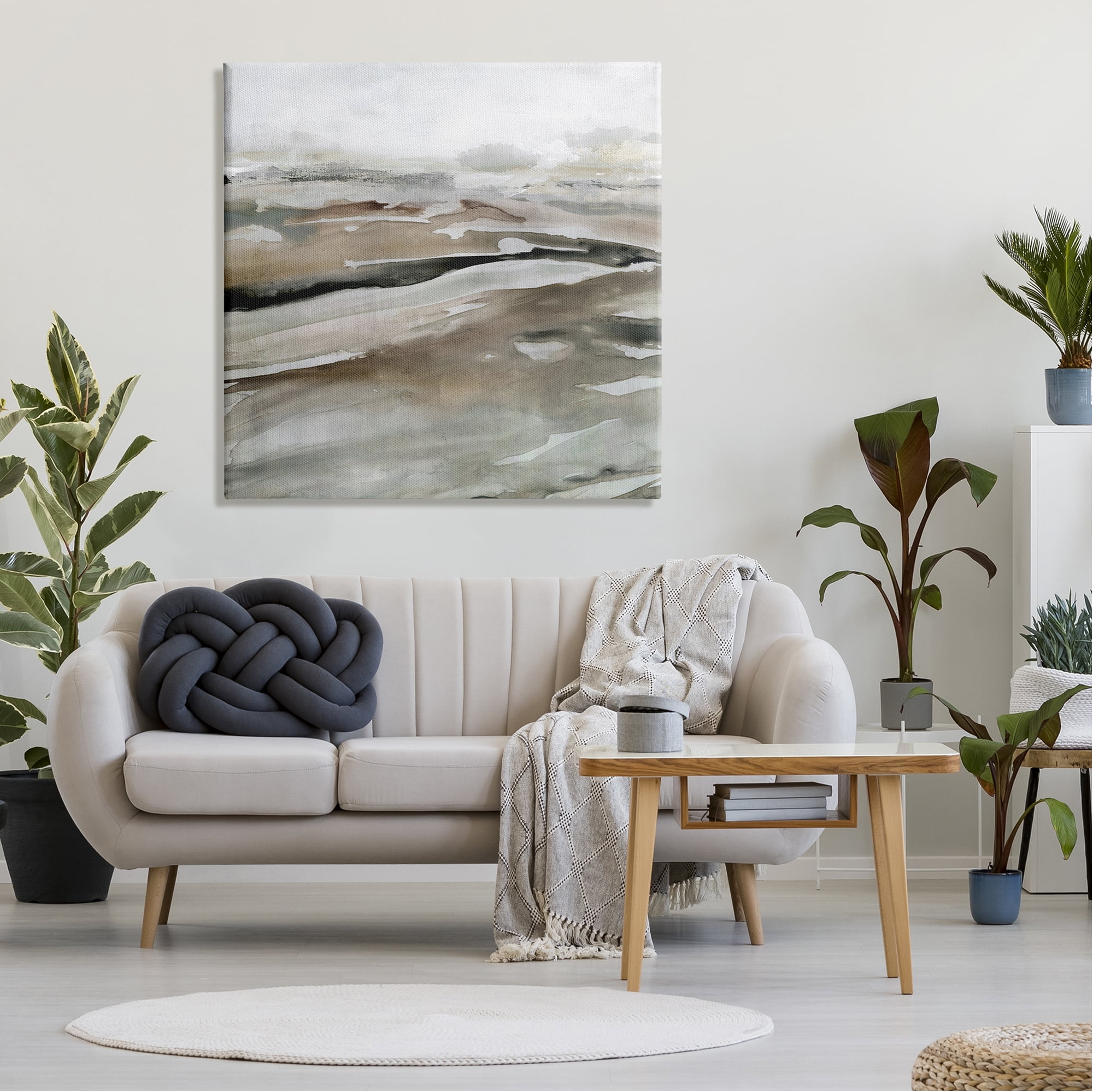 Stupell Industries Abstract Brown Landscape Abstract Painting Gallery Wrapped Canvas Art Print Wall Art, 36 x 36